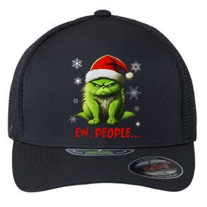 Funny Christmas Cat Ew People Meowy Cat Lovers Flexfit Unipanel Trucker Cap