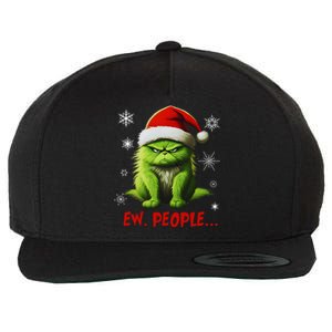 Funny Christmas Cat Ew People Meowy Cat Lovers Wool Snapback Cap