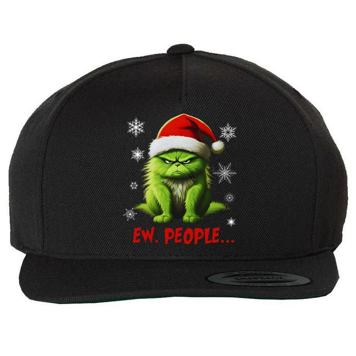 Funny Christmas Cat Ew People Meowy Cat Lovers Wool Snapback Cap