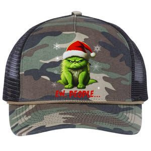 Funny Christmas Cat Ew People Meowy Cat Lovers Retro Rope Trucker Hat Cap