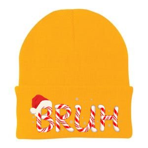 Funny Christmas Candy Cane Bruh Knit Cap Winter Beanie