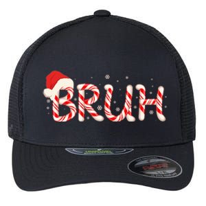 Funny Christmas Candy Cane Bruh Flexfit Unipanel Trucker Cap