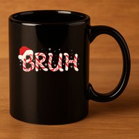 Funny Christmas Candy Cane Bruh 11oz C Handle Ceramic Mug