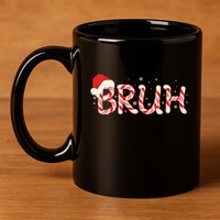 Funny Christmas Candy Cane Bruh 11oz C Handle Ceramic Mug