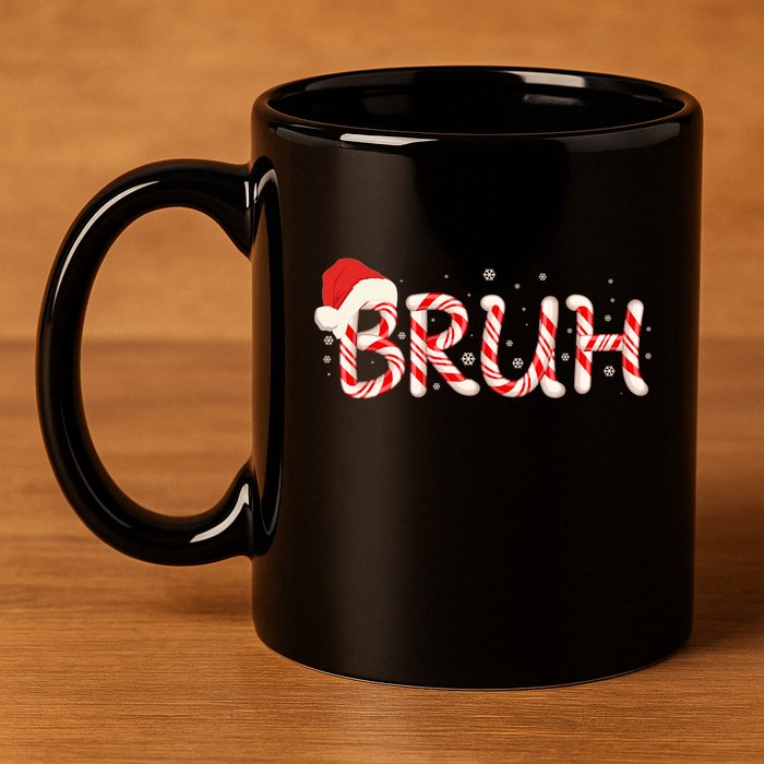 Funny Christmas Candy Cane Bruh 11oz C Handle Ceramic Mug