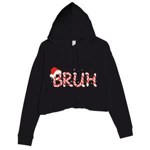 Funny Christmas Candy Cane Bruh Crop Fleece Hoodie