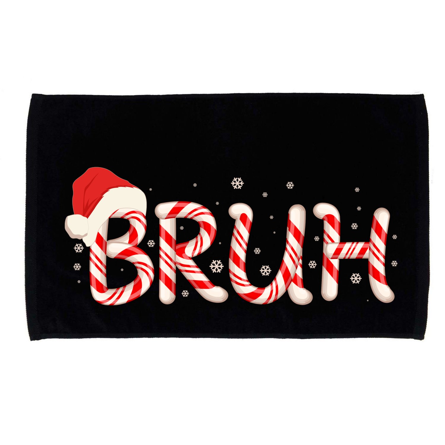 Funny Christmas Candy Cane Bruh Microfiber Hand Towel