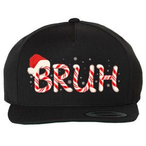 Funny Christmas Candy Cane Bruh Wool Snapback Cap