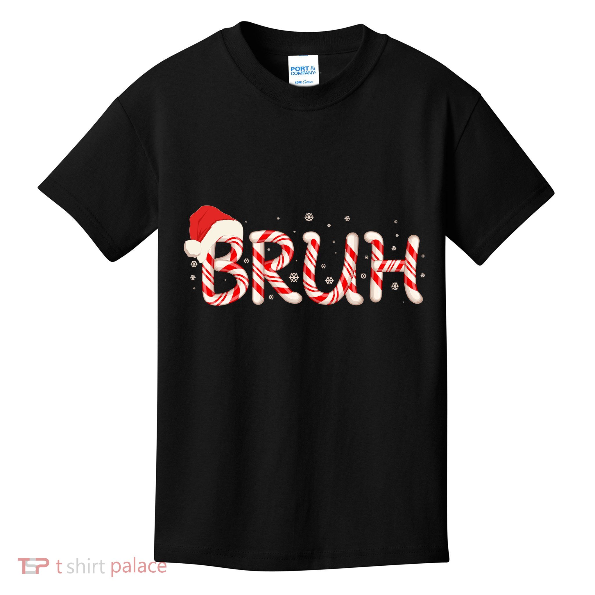 Funny Christmas Candy Cane Bruh Kids T-Shirt