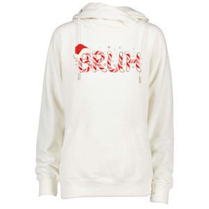 Funny Christmas Candy Cane Bruh Womens Funnel Neck Pullover Hood