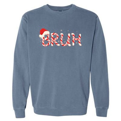 Funny Christmas Candy Cane Bruh Garment-Dyed Sweatshirt