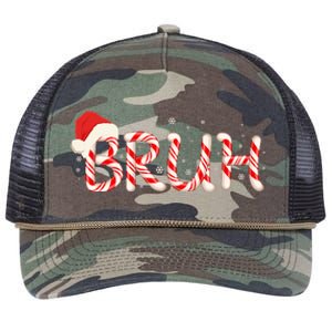 Funny Christmas Candy Cane Bruh Retro Rope Trucker Hat Cap