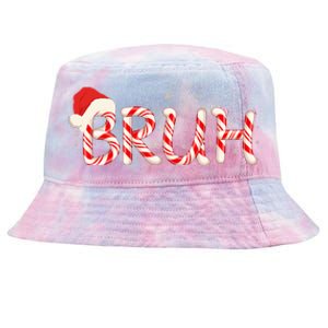 Funny Christmas Candy Cane Bruh Tie-Dyed Bucket Hat