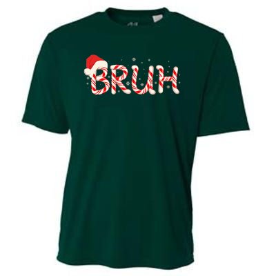 Funny Christmas Candy Cane Bruh Cooling Performance Crew T-Shirt