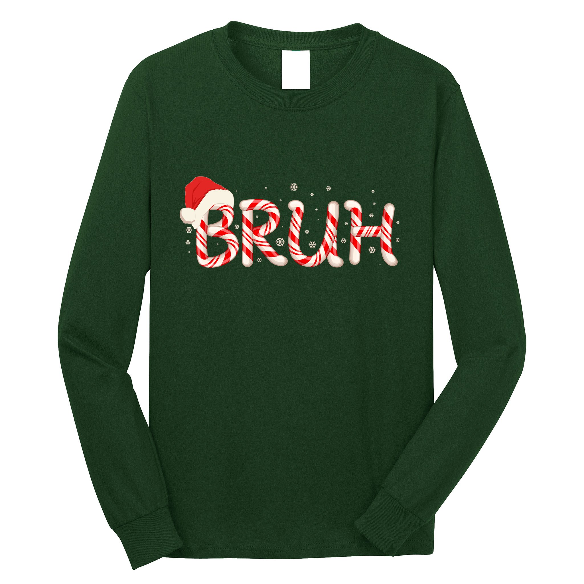 Funny Christmas Candy Cane Bruh Long Sleeve Shirt