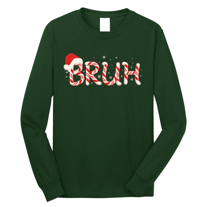 Funny Christmas Candy Cane Bruh Long Sleeve Shirt