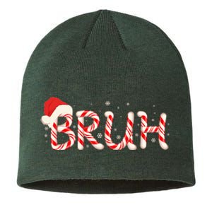 Funny Christmas Candy Cane Bruh Sustainable Beanie