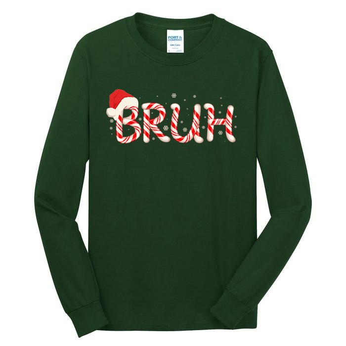 Funny Christmas Candy Cane Bruh Tall Long Sleeve T-Shirt