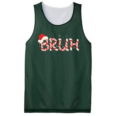 Funny Christmas Candy Cane Bruh Mesh Reversible Basketball Jersey Tank