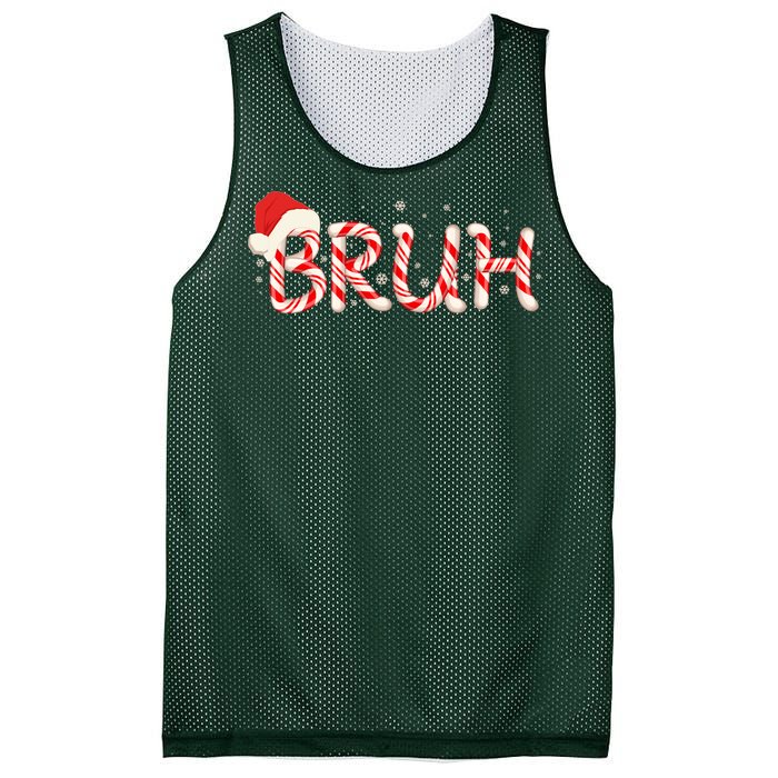 Funny Christmas Candy Cane Bruh Mesh Reversible Basketball Jersey Tank