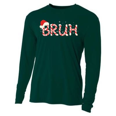 Funny Christmas Candy Cane Bruh Cooling Performance Long Sleeve Crew