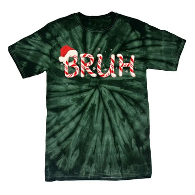 Funny Christmas Candy Cane Bruh Tie-Dye T-Shirt