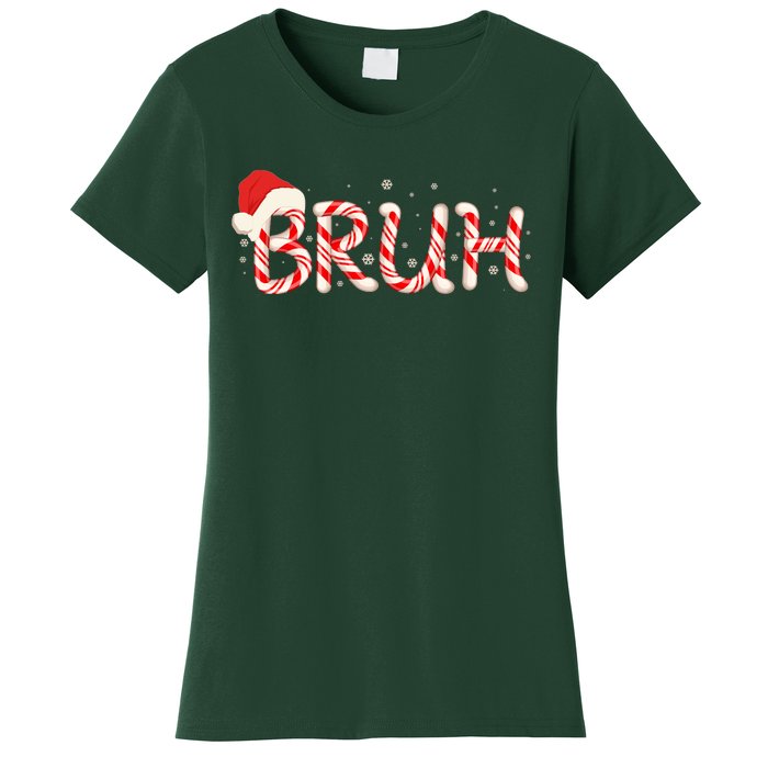 Funny Christmas Candy Cane Bruh Women's T-Shirt