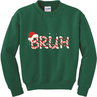 Funny Christmas Candy Cane Bruh Kids Sweatshirt