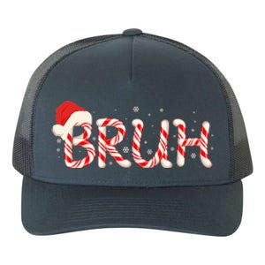 Funny Christmas Candy Cane Bruh Yupoong Adult 5-Panel Trucker Hat