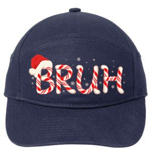 Funny Christmas Candy Cane Bruh 7-Panel Snapback Hat