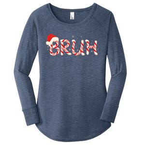 Funny Christmas Candy Cane Bruh Women's Perfect Tri Tunic Long Sleeve Shirt