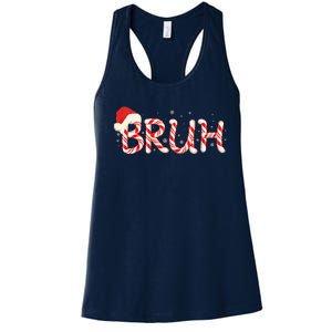 Funny Christmas Candy Cane Bruh Women's Racerback Tank