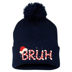 Funny Christmas Candy Cane Bruh Pom Pom 12in Knit Beanie