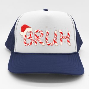 Funny Christmas Candy Cane Bruh Trucker Hat