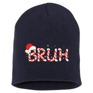 Funny Christmas Candy Cane Bruh Short Acrylic Beanie