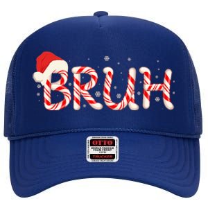 Funny Christmas Candy Cane Bruh High Crown Mesh Back Trucker Hat