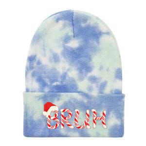 Funny Christmas Candy Cane Bruh Tie Dye 12in Knit Beanie