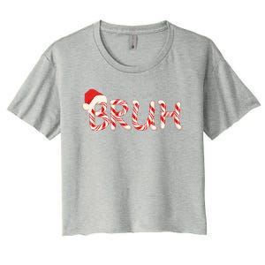 Funny Christmas Candy Cane Bruh Women's Crop Top Tee