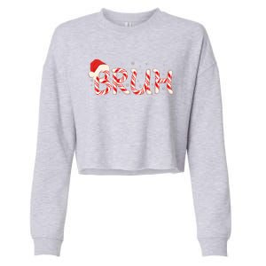 Funny Christmas Candy Cane Bruh Cropped Pullover Crew