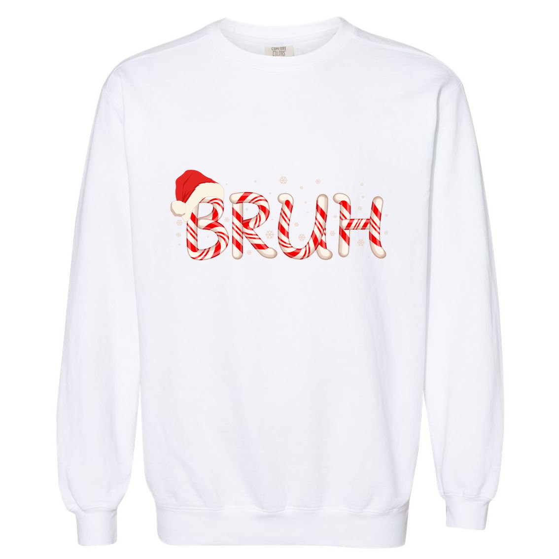 Funny Christmas Candy Cane Bruh Garment-Dyed Sweatshirt