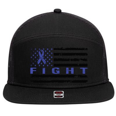 Fight Colon Cancer Awareness T 7 Panel Mesh Trucker Snapback Hat