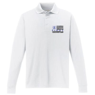 Fight Colon Cancer Awareness T Performance Long Sleeve Polo