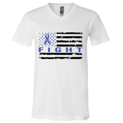 Fight Colon Cancer Awareness T V-Neck T-Shirt