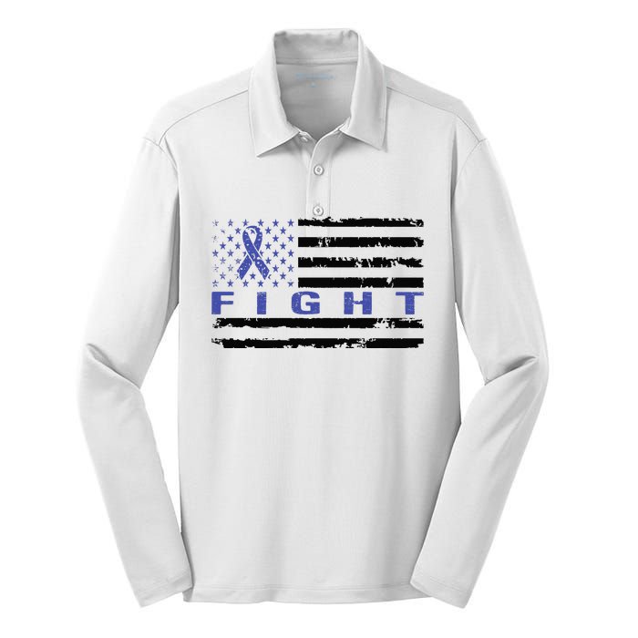 Fight Colon Cancer Awareness T Silk Touch Performance Long Sleeve Polo