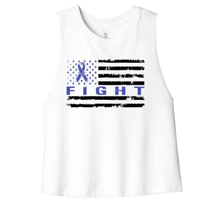 Fight Colon Cancer Awareness T Women's Racerback Cropped Tank