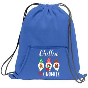 Funny Christmas Chillin With My Gnomies Cute Gnomes Friends Gift Sweatshirt Cinch Pack Bag