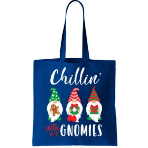 Funny Christmas Chillin With My Gnomies Cute Gnomes Friends Gift Tote Bag