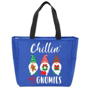 Funny Christmas Chillin With My Gnomies Cute Gnomes Friends Gift Zip Tote Bag