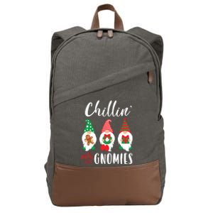 Funny Christmas Chillin With My Gnomies Cute Gnomes Friends Gift Cotton Canvas Backpack