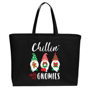 Funny Christmas Chillin With My Gnomies Cute Gnomes Friends Gift Cotton Canvas Jumbo Tote